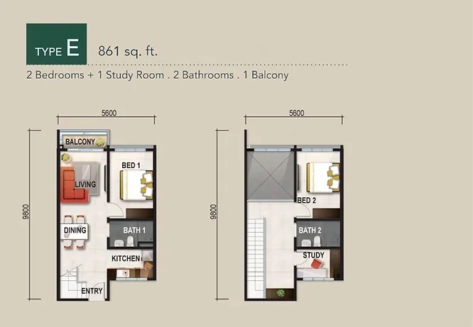 Verte Medini Residence Type E duplex floor plan
