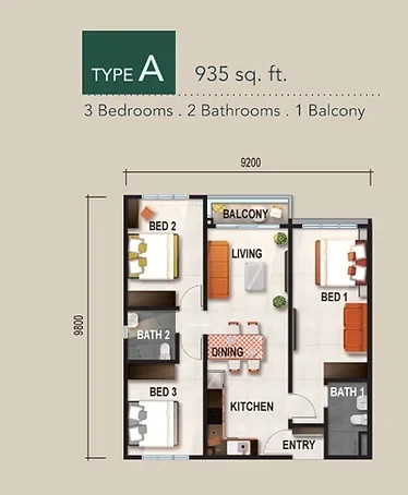 Verte Medini Residence Type A floor plan