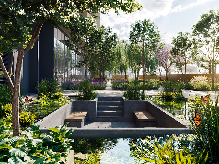 VOX Residence landscaped outdoor setting artist impression