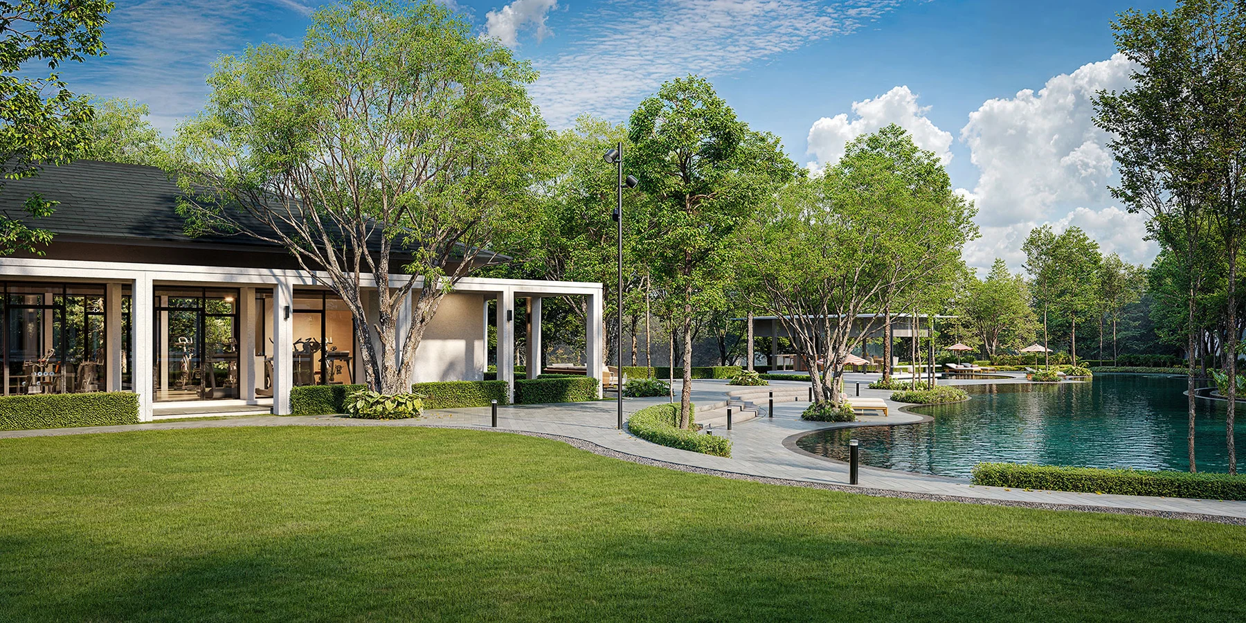 Clubhouse lawn and pool artist impression