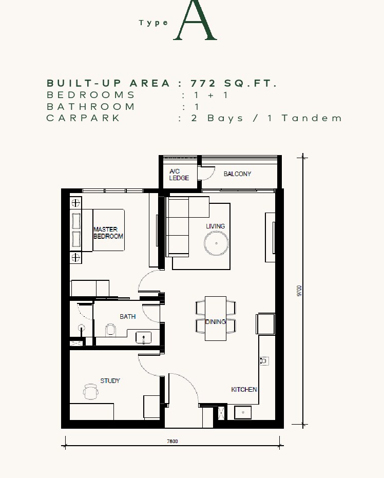 Khaya Residences Type A floor plan