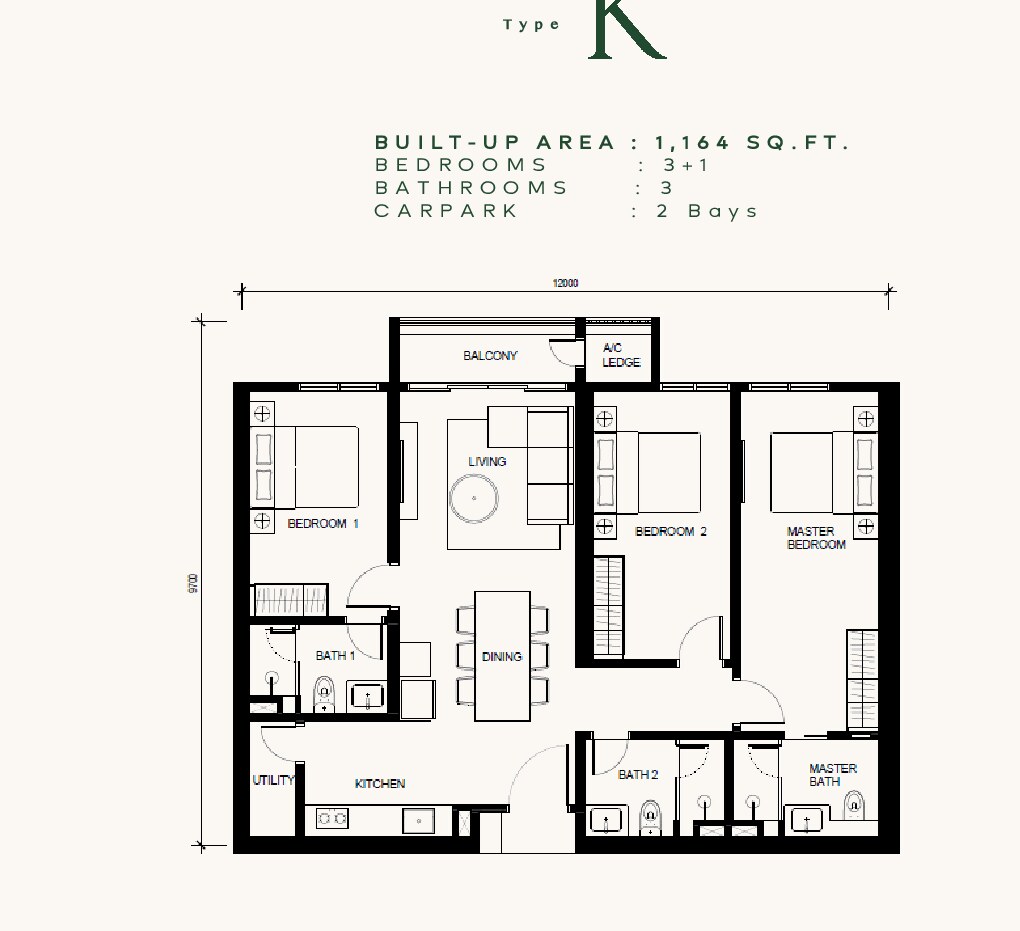 Khaya Residences Type K floor plan