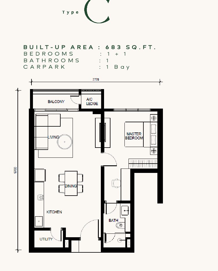 Khaya Residences Type C floor plan