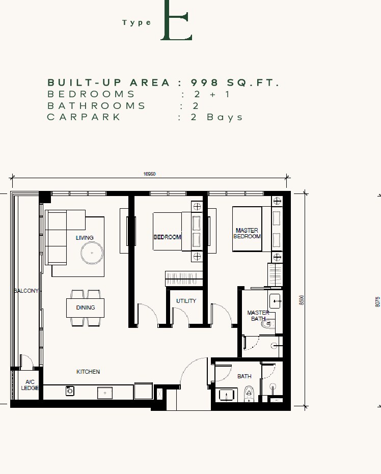 Khaya Residences Type E floor plan