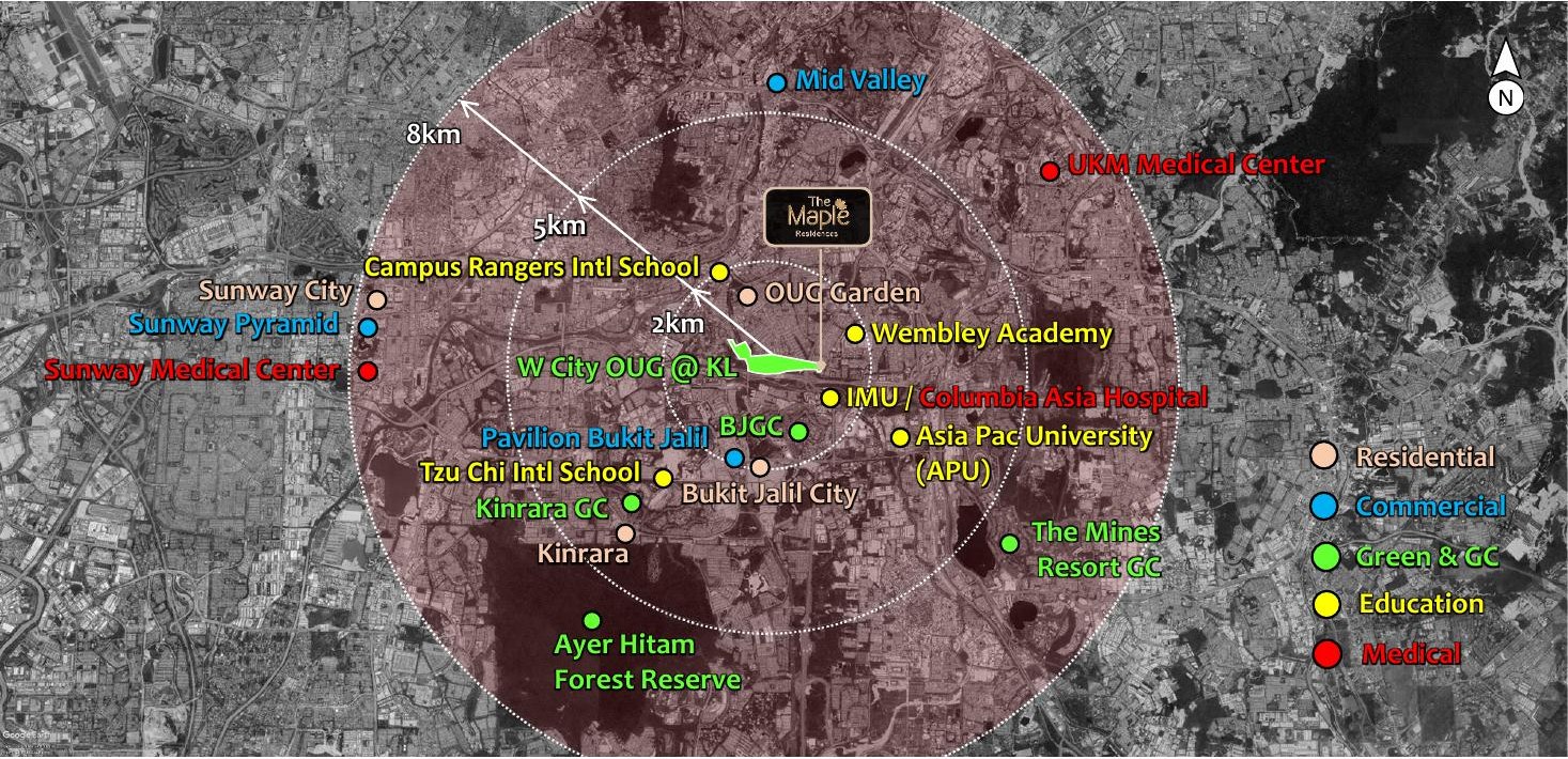 The Maple Residences @ WCity OUG location map