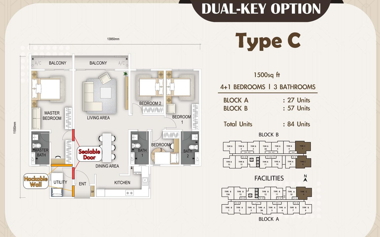 Type C Dual-Key Option floor plan
