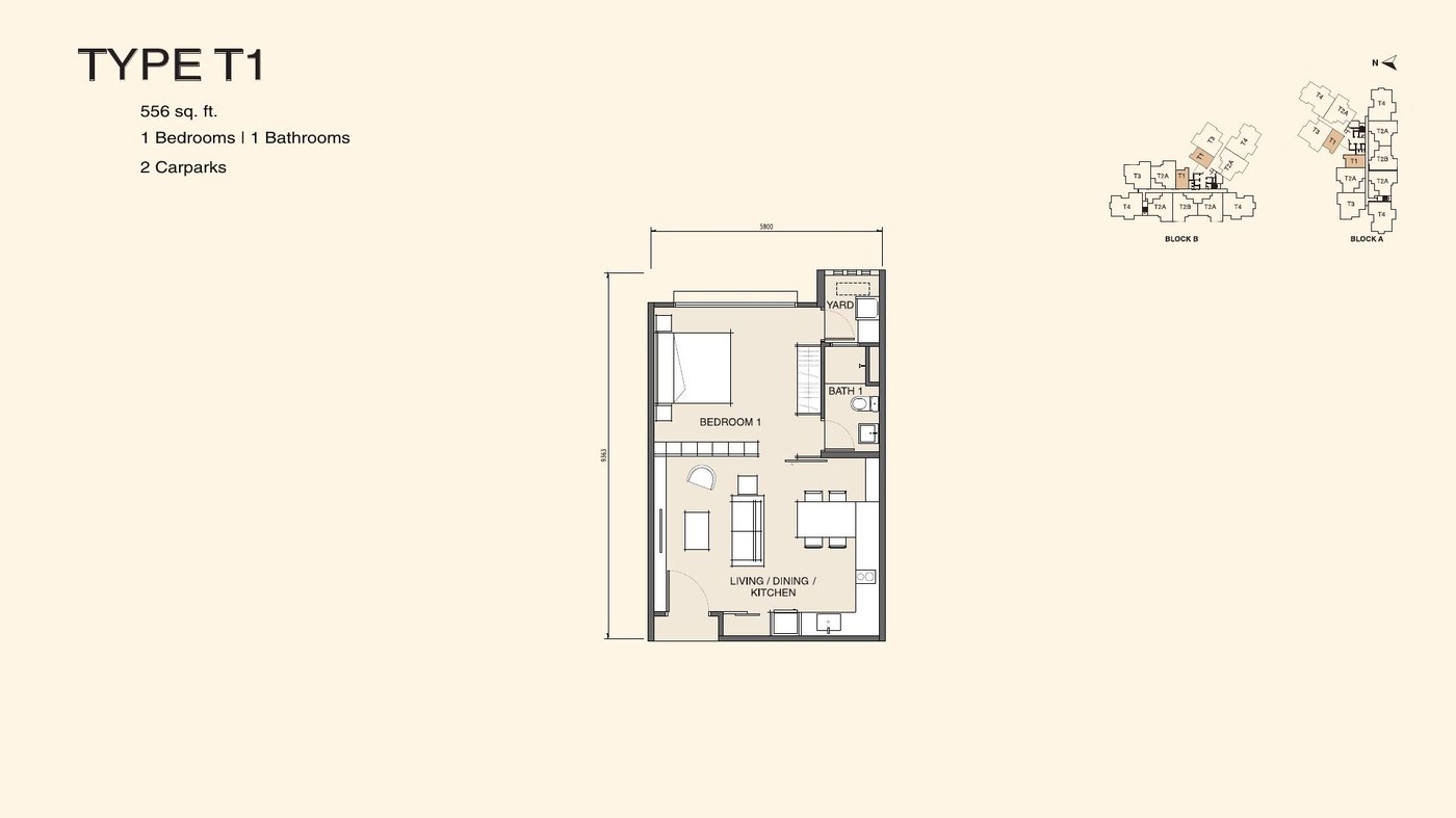 Type T1 floor plan
