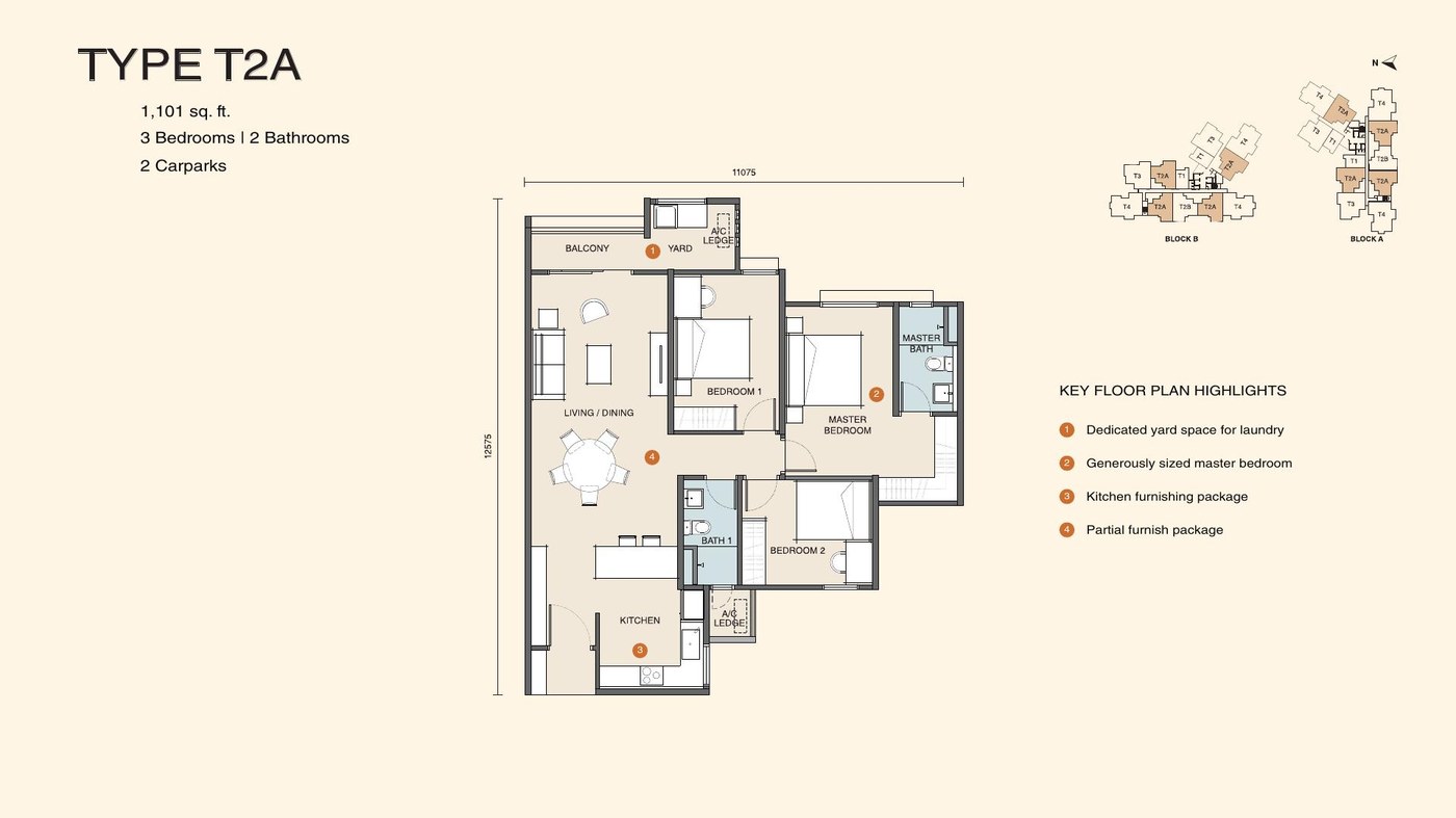 Type T2A floor plan
