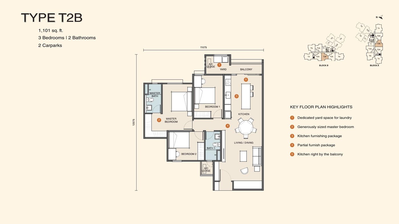 Type T2B floor plan