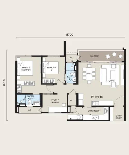 Type B1 floor plan