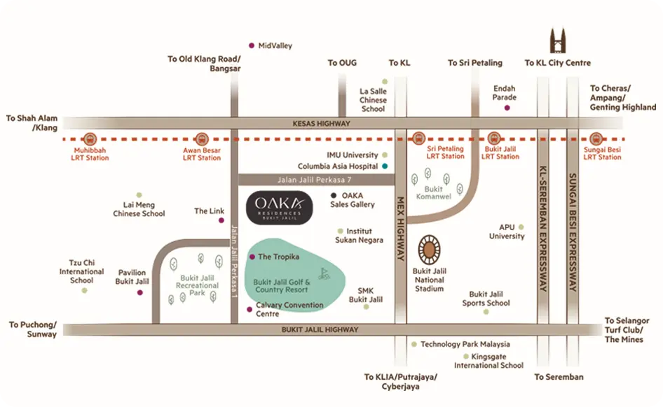 OAKA Residences @ Bukit Jalil location map