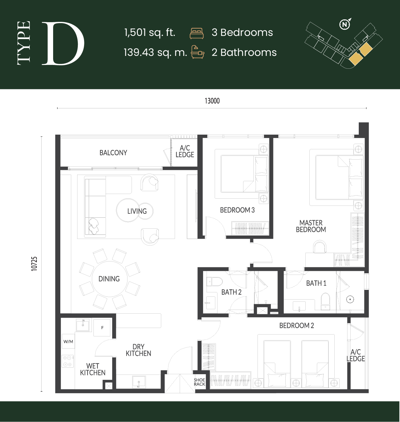 Type D / D(M) floor plan