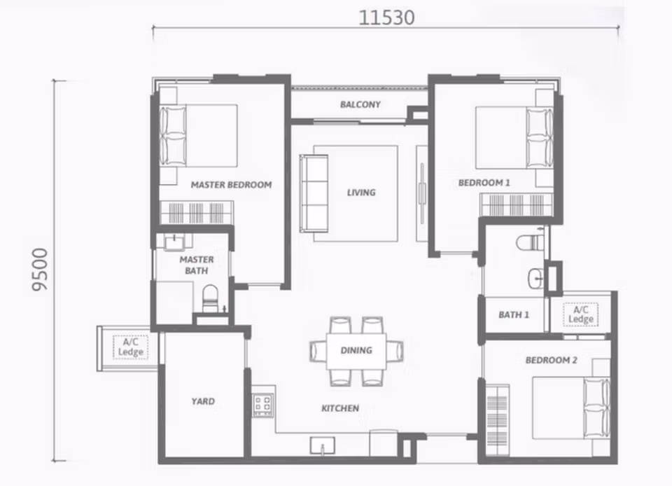 Type B1 floor plan