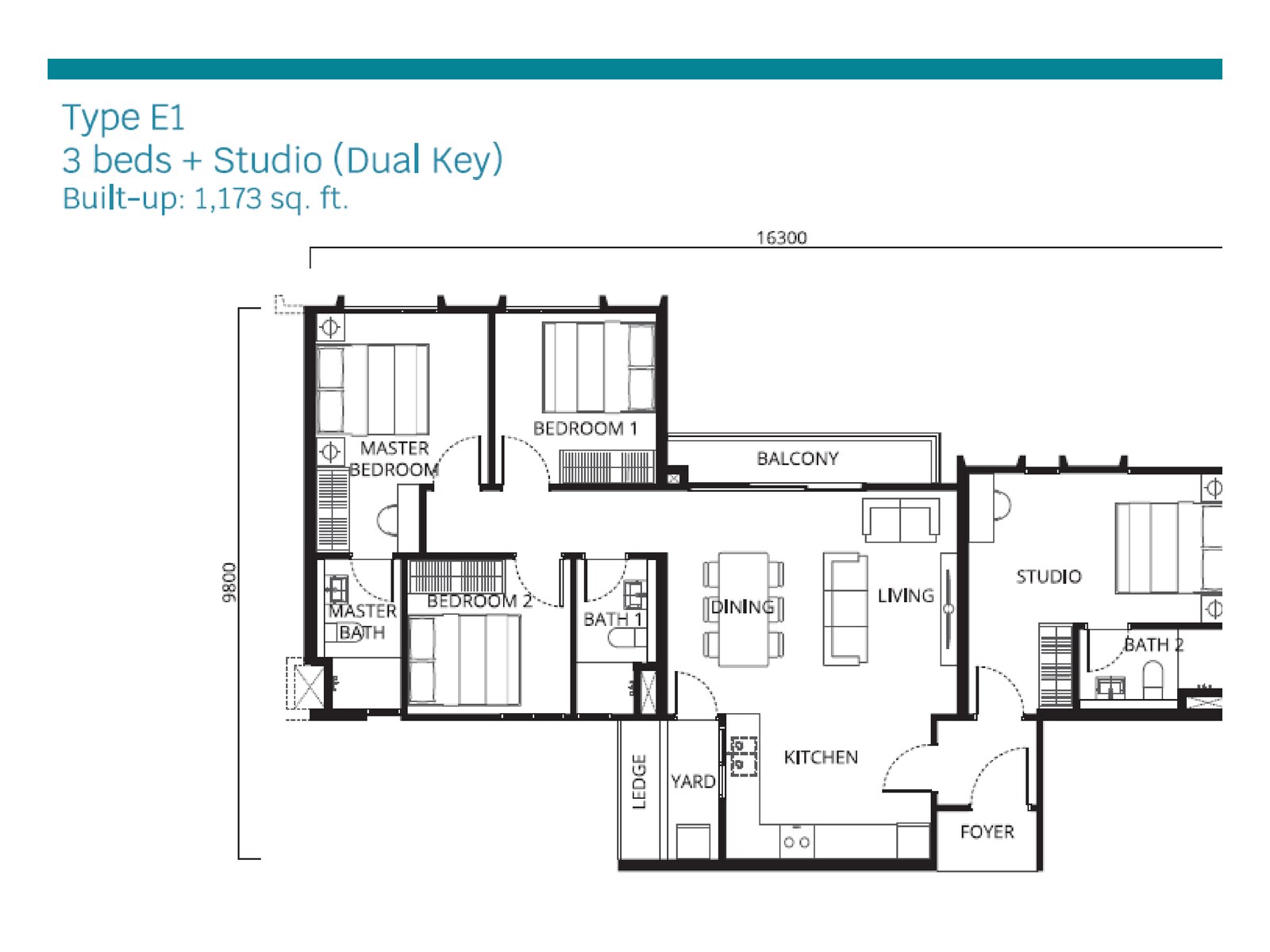Type E1 dual-key floor plan project layout