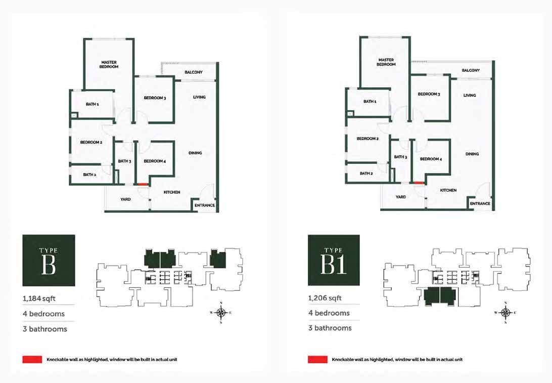 The Goodwood Residence Types B and B1 floor plan