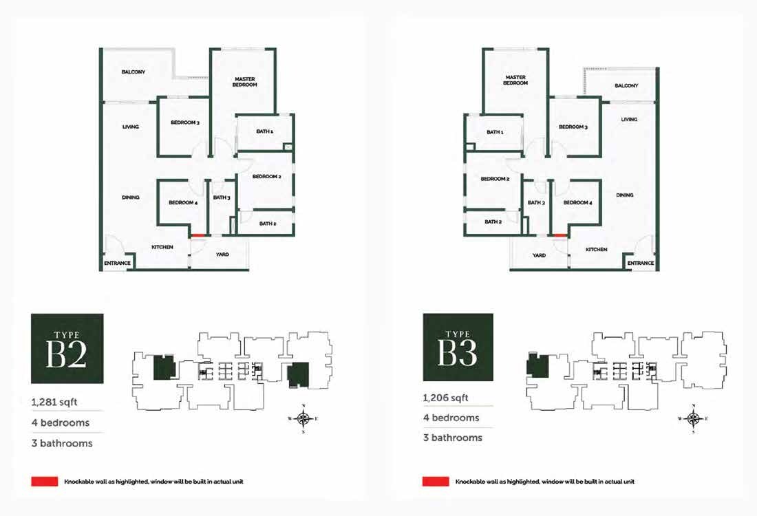 The Goodwood Residence Types B2 and B3 floor plan
