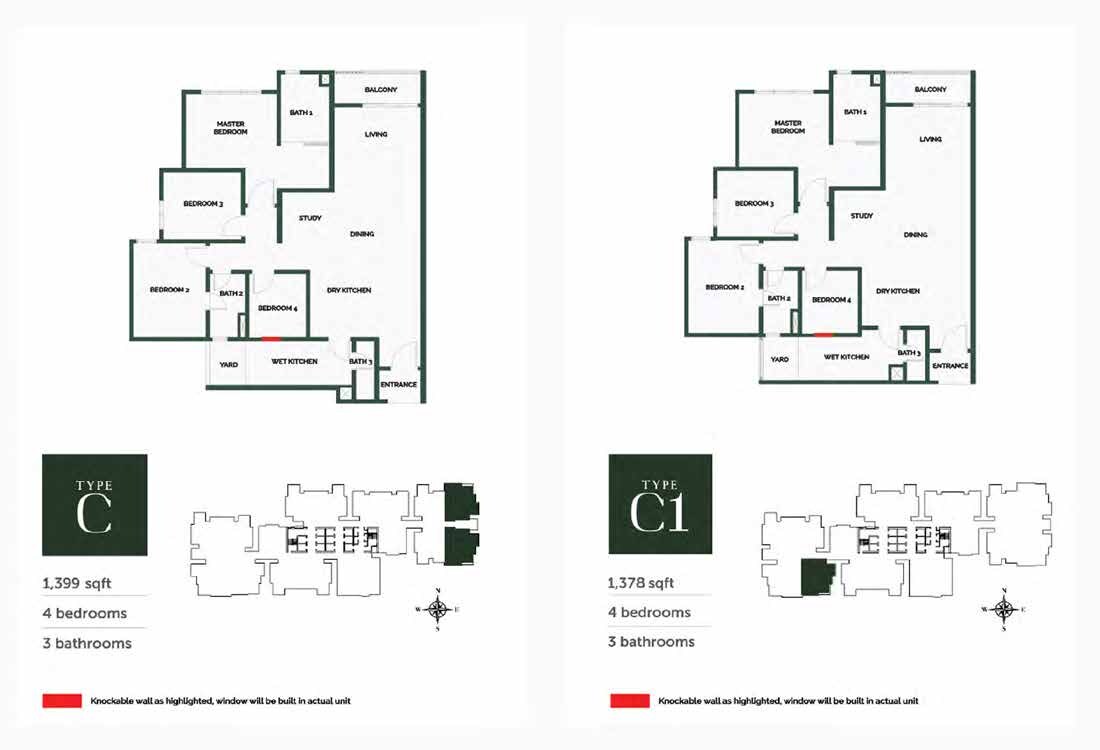 The Goodwood Residence Types C and C1 floor plan