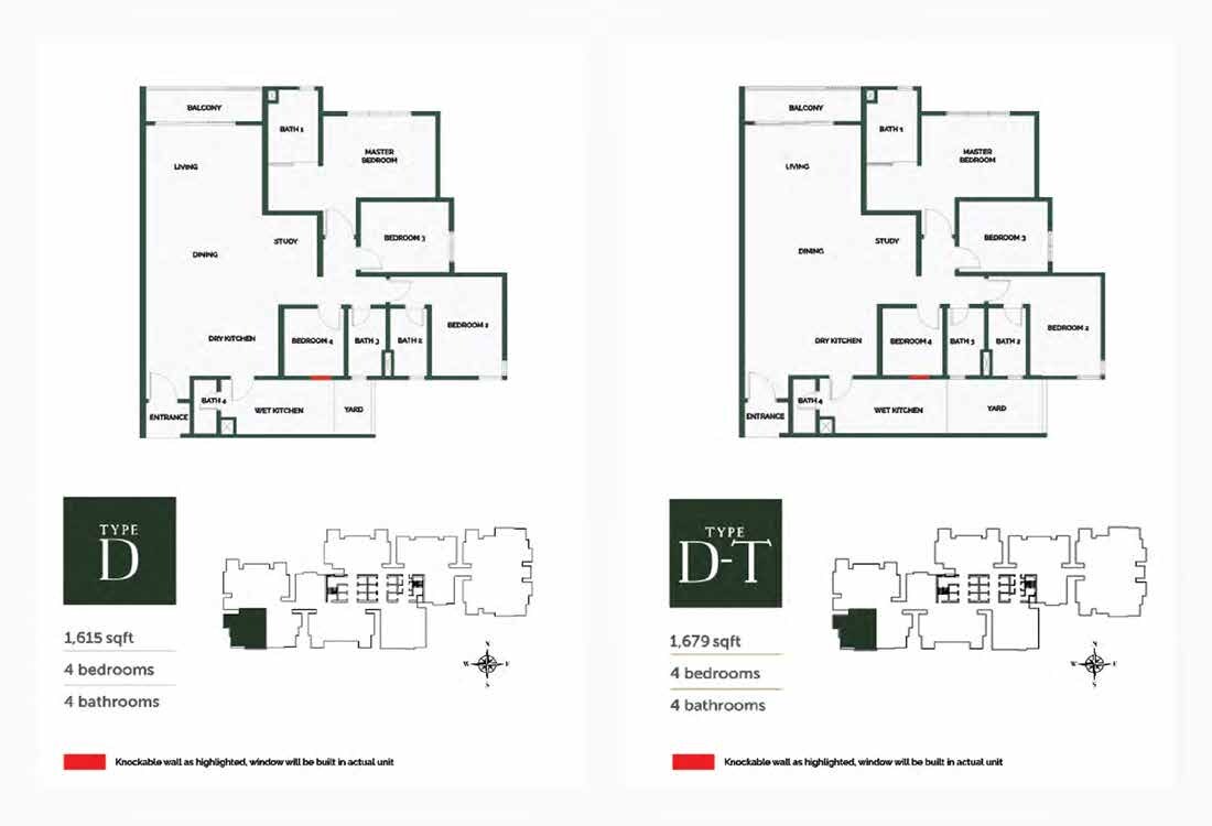 The Goodwood Residence Types D and D-T floor plan